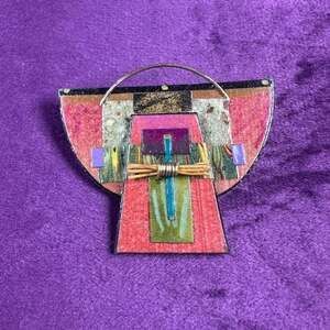 Vintage Artisan Brooch by Lau Vintage Signed